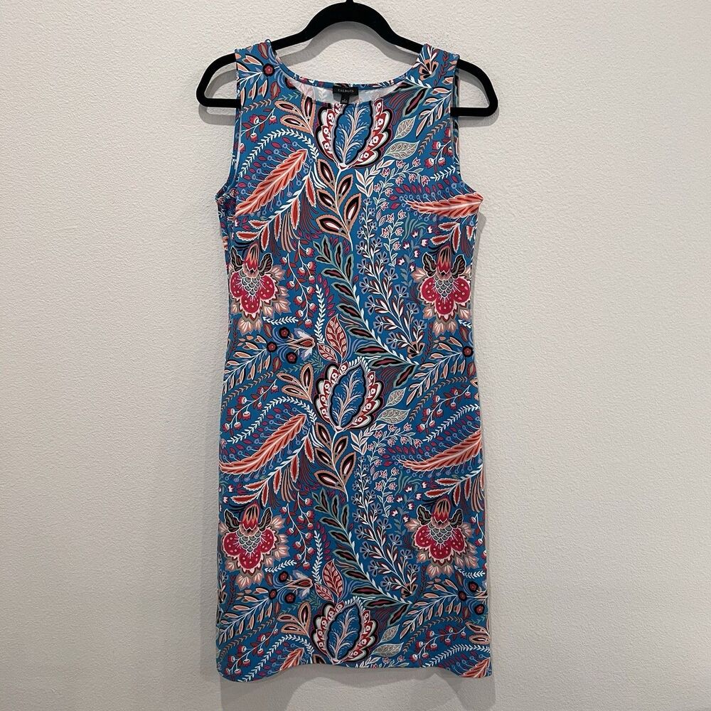 Talbots Dress Size S Effortless Paisley Botanical Jersey Shift Knee Length